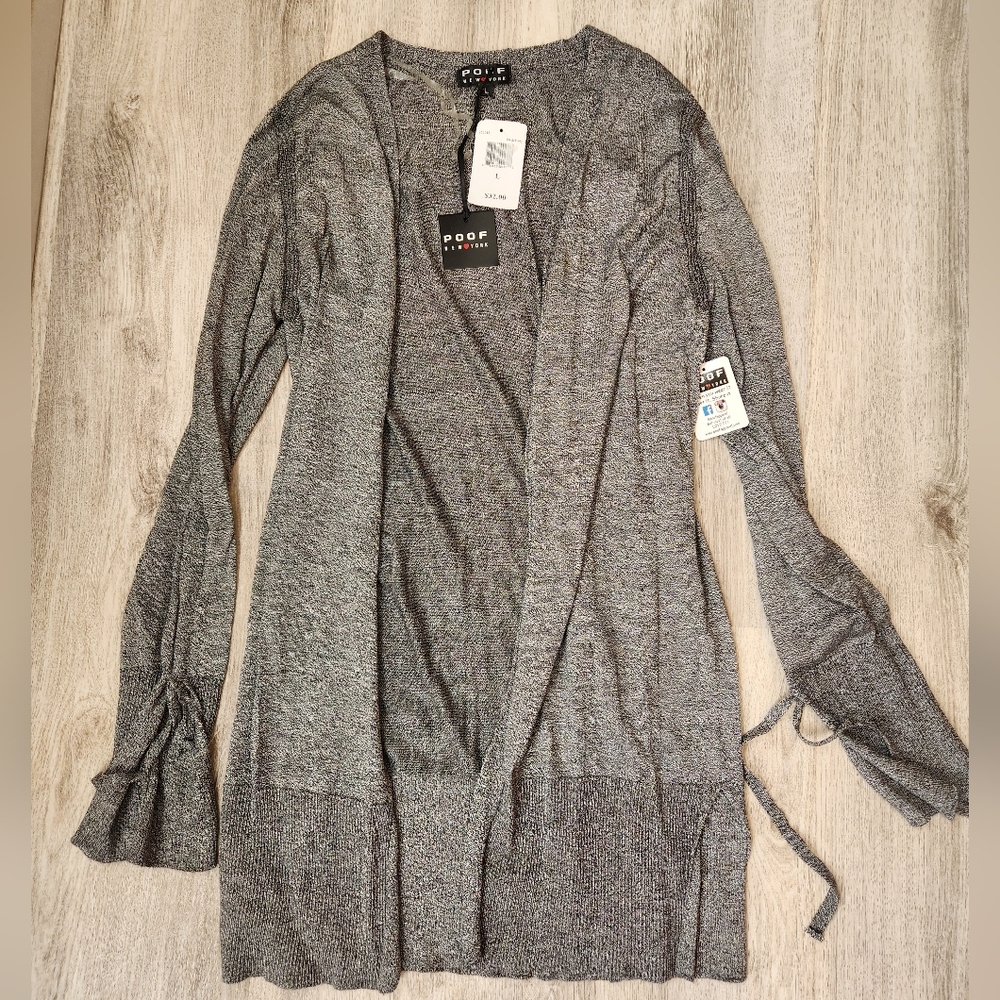 Poof Marled Gray Cardigan Sweater Size Large